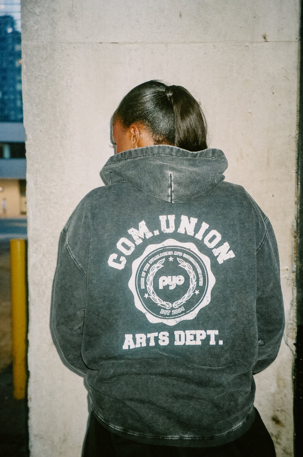 "ARTS DEPT" ACID WASH HOODIE